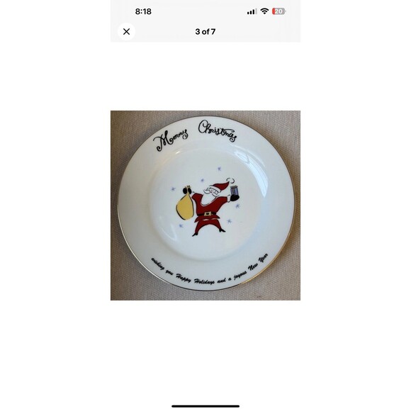 Merry Brite 2000 Porcelain Dessert/Salad Christmas Plates Santa 7.5” Set of 4 - Picture 3 of 6